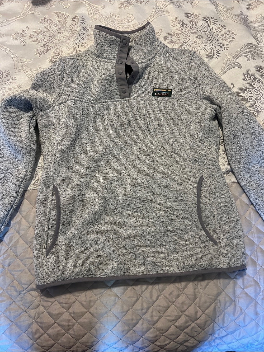 L.L. Bean Light Gray Heather Women's Zip-Up Sweater